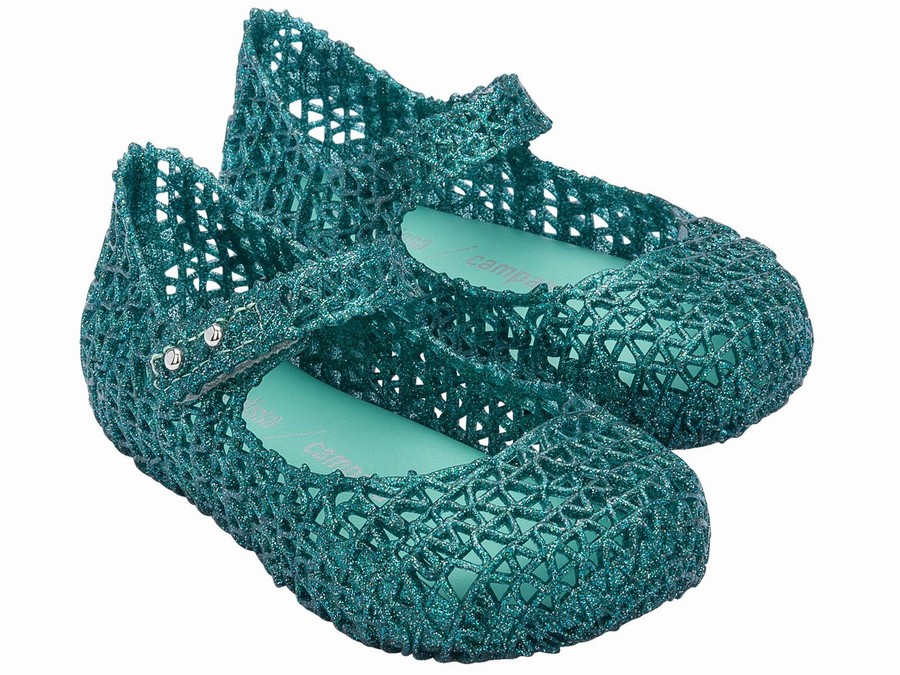 Bailarinas Mini Melissa Campana Papel Glitter Bebe - Turquesa - Argentina ESK-205413